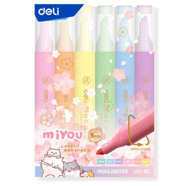 Deli Highlighter Box of 6 MiYou EU12-6C