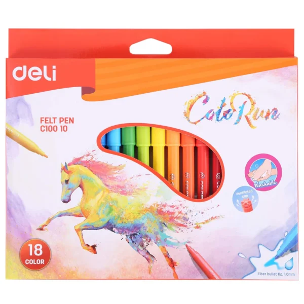 Deli Felt pen C10010  Washable Colour Markers (ColoRun)