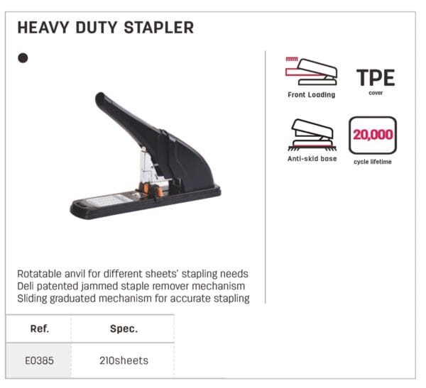 Deli E0385 210 Pages Heavy Duty Stapler - Image 3