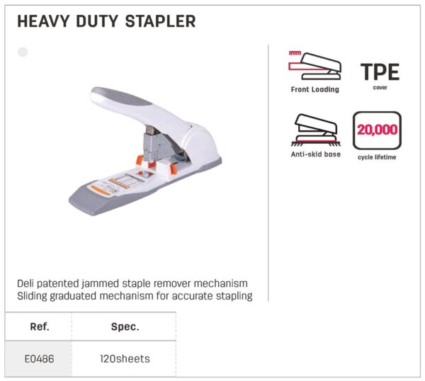 Deli E0486 120 Pages Heavy Duty Stapler - Image 2