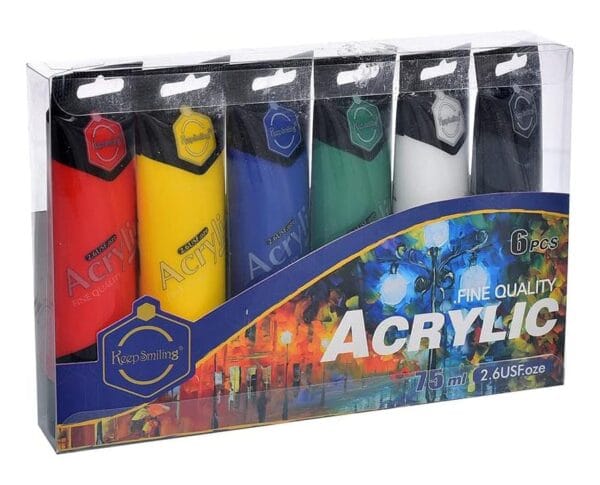 Keep Smiling A-875-6 Acrylic Colour Single Tube 75ML 6 Colour Set