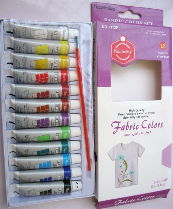 Keep Smiling 7112F Fabric Paints 12 Colour Set with Brush - Image 4