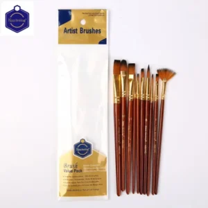 Keep Smiling 8010C - Pack of 10 Multi Shapes High Quality Nylon Professional Art Brush Set Water Color Oil Acrylic Artist Paint Brush Set