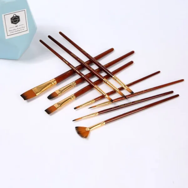 Keep Smiling 8010C - Pack of 10 Multi Shapes High Quality Nylon Professional Art Brush Set Water Color Oil Acrylic Artist Paint Brush Set - Image 3
