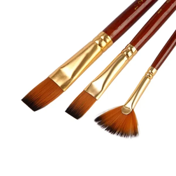 Keep Smiling 8010C - Pack of 10 Multi Shapes High Quality Nylon Professional Art Brush Set Water Color Oil Acrylic Artist Paint Brush Set - Image 4